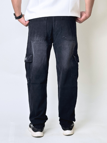 Black Cargo Wide Leg