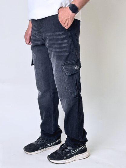 Black Cargo Wide Leg