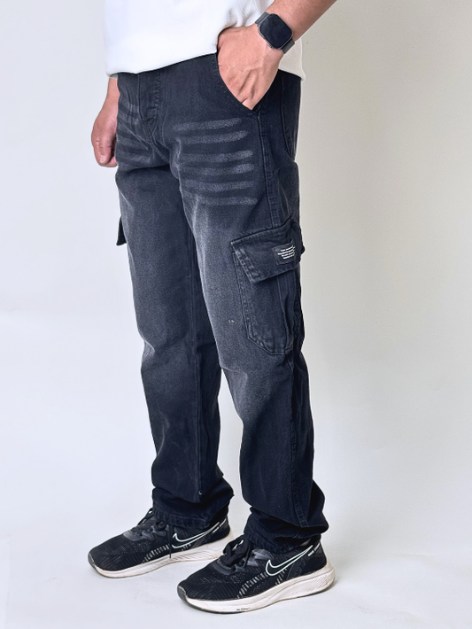Black Cargo Wide Leg